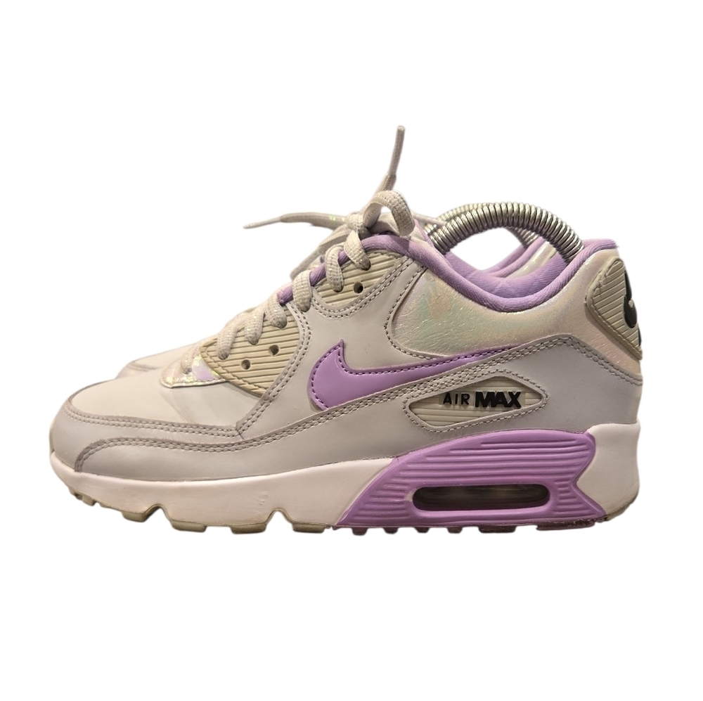 NIKE AIR MAX 90 LTR SIZE 6 YOUTH=7.5 WOMEN'S. PURPLE /WHITE METALLIC. - Picture 1 of 16